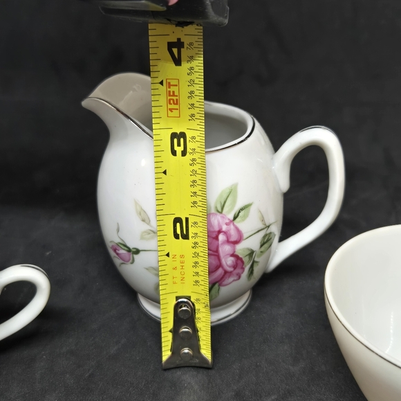 Vtg Porcelain Small Roses Tea Set - Picture 5 of 12